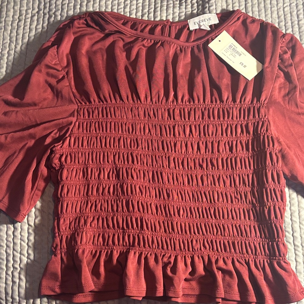 Evereve Women's Landon Smocked Top - Darkred